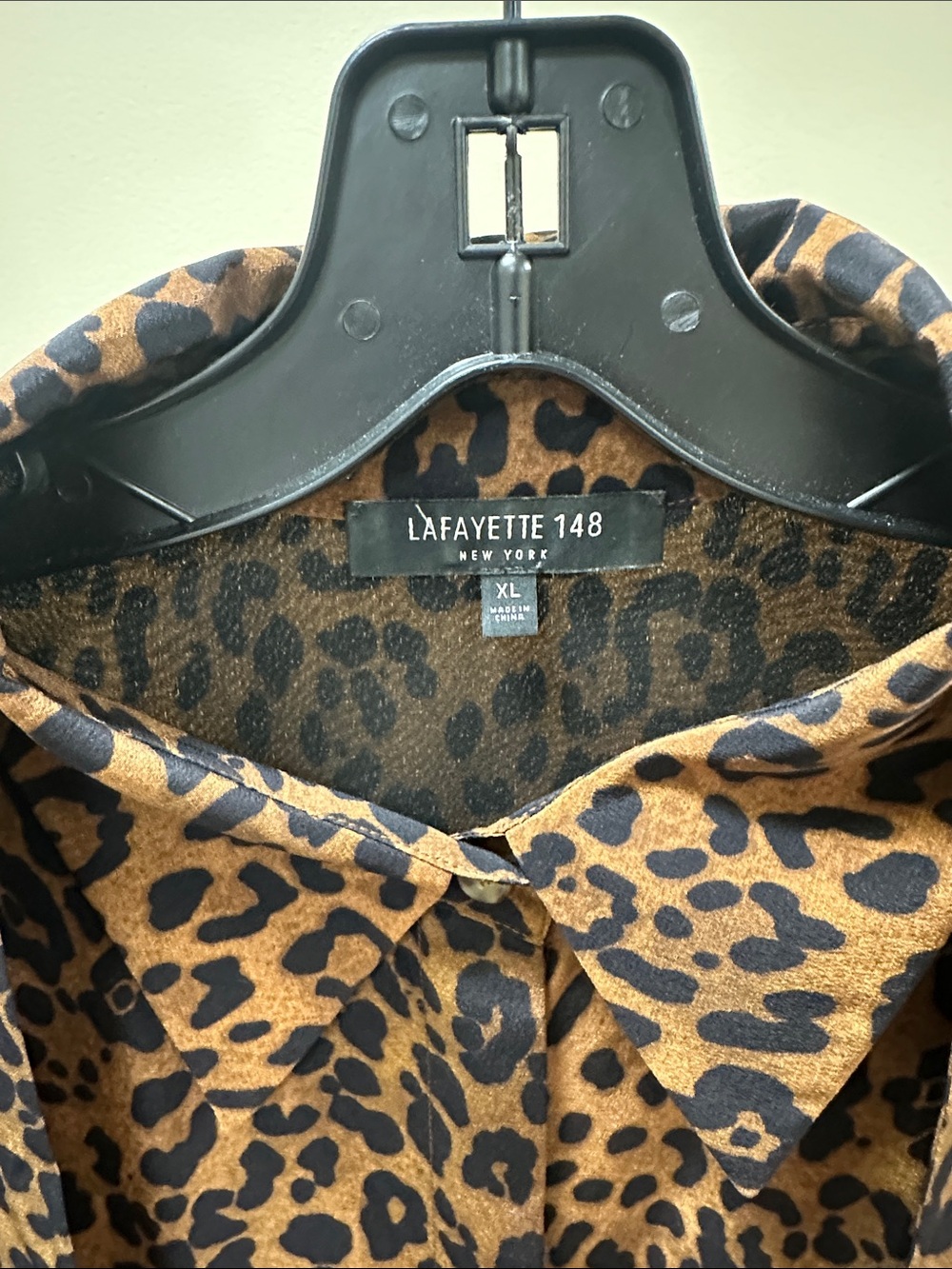 Lafayette 148 New York Leopard-Print Button-Down Shirt in Brown and Black - Picture 2 of 3